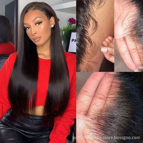 Sunlight hair wholesale 360 lace frontal wig straight  baby hair Swiss hd  lace wig virgins human hair wigs body water wave